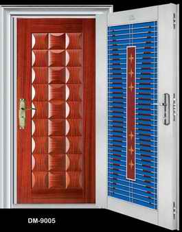 不銹鋼配木質防火套門03