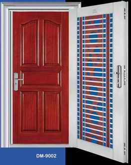 不銹鋼配木質防火套門04